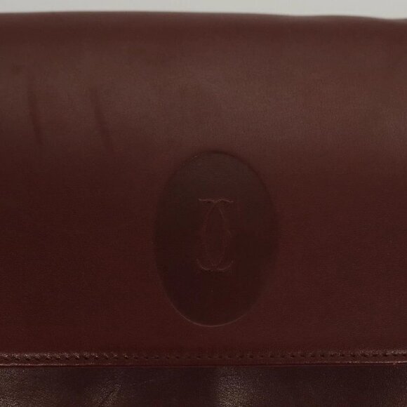CARTIER Must Line Clutch Bag Leather Bordeaux Gold - Picture 13 of 15